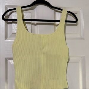 Babaton Light Yellow Ribbed Tank Top